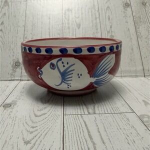 Vietri Solimene Campagna Red Fish Pesce Soup Cereal Bowl 5.25" HTF Color Scheme